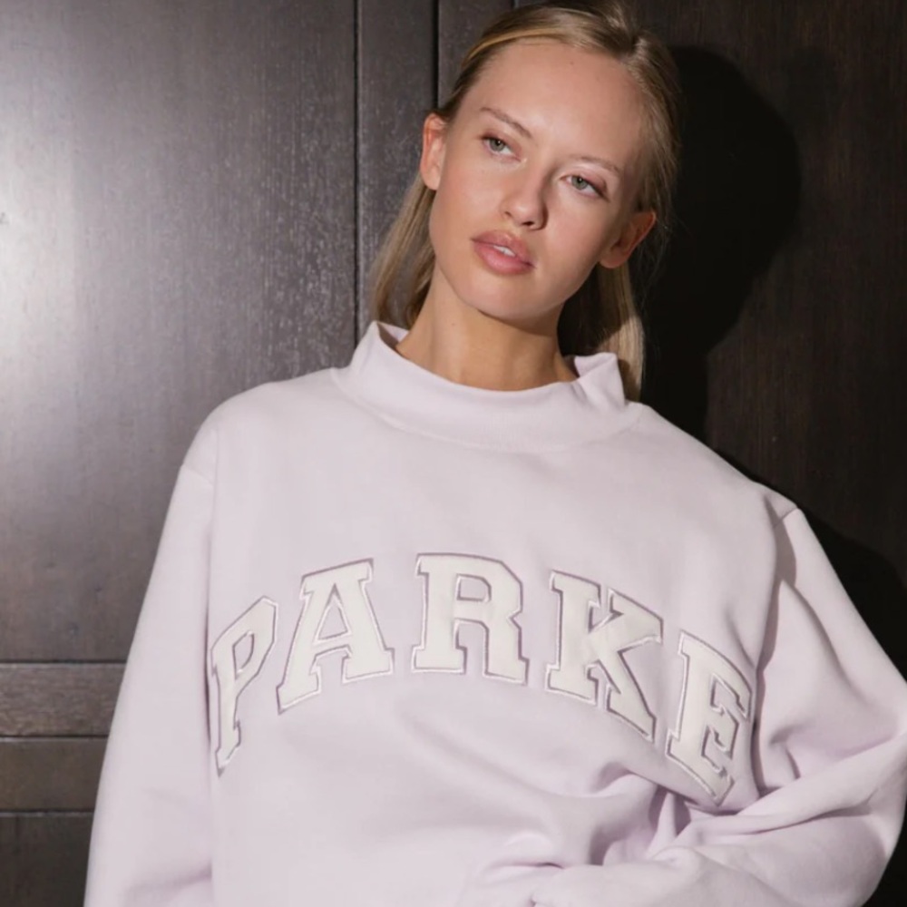 🎀PARKE SPORT LILAC🎀Varsity Mockneck Sweatshirt! Size S/M! BNIB!